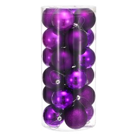 uxcell 24Pcs 2.4" Christmas Balls Ornaments Set Shatterproof Christmas Tree Decorations Hanging Balls for Christmas Tree Holiday Decoration (Purple)