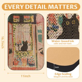 LESISSMER Art Cat Wall-Mountable Scratching Board 16.7x11x1 Inch Cat Wall Scratch Pad and Scratcher for Indoor Cats Furniture Protector（The Open Window）