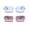 TSGRAYT Rimless Rectangle Sunglasses for Women Frameless Square Glasses for