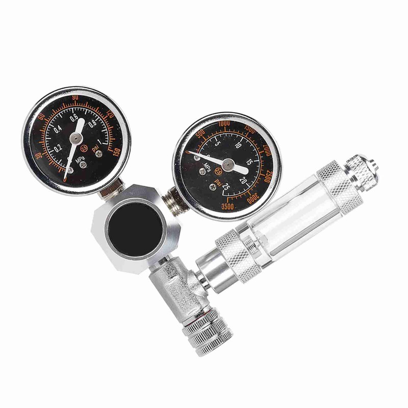 CO2 Regulator Aquarium Dual Gauge Display with Bubble Counter and