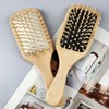Unisex Perm Solid Wood Hairbrush & Scalp Massage Comb Black Comb 2ea