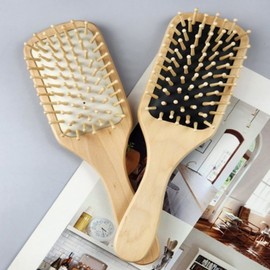 Unisex Perm Solid Wood Hairbrush & Scalp Massage Comb Black Comb 2ea