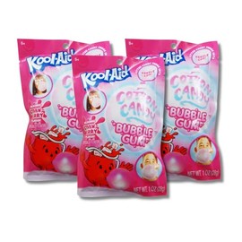 Kool-Aid Cotton Candy Bubble Gum - Pack of 3 - Strawberry - 1 oz. Bags