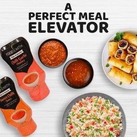 Food Earth Indian Dips & Chutneys Variety Pack - Chilli Garlic Chutney & Sweet Chilli Sauce - Vegan & Gluten Free Indian Flavors - Restaurant Style Bottled Dipping Sauces (Pack of 2)