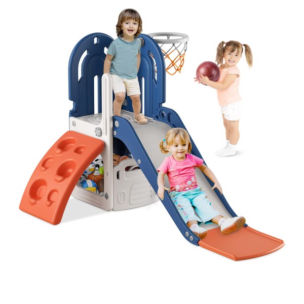 BIERUM 4 in 1 Toddler Slide, Climbing Theme Baby Slide