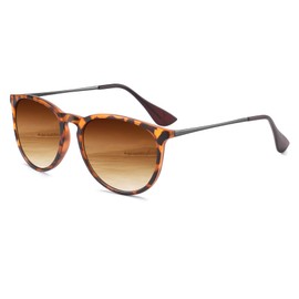 QALLY Sunglasses Womens Polarized Sunglasses-Women: Retro Round Sun Glasses with UV400 Protecion Gradient Brown V1