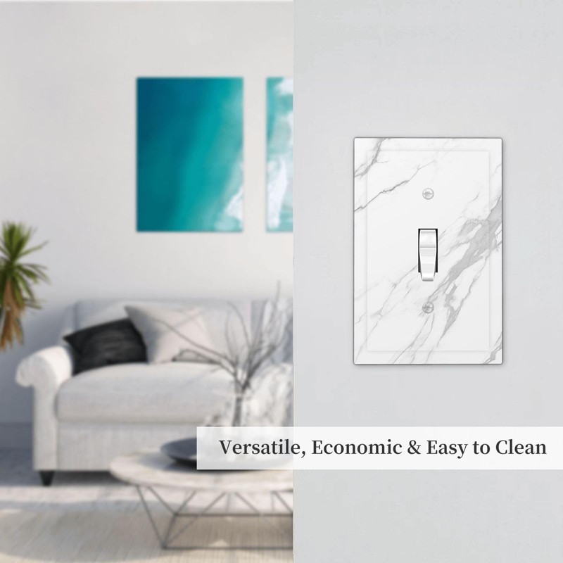Nadoabtm Decorative Light Switch Cover Modern White Gray Marble 1