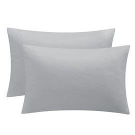 Aisbo Housewife Pillowcases 2 Pack - Light Grey Standard Pillow Case Set of 2, Soft Pair of Microfiber Plain Pillow Cover 50x75 cm with Envelope Closure