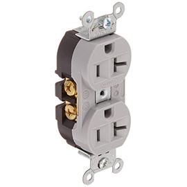 Hubbell 5362G Receptacle, Duplex Straight Blade, Hubbel-Pro, 20A, 125V, SM, Gray