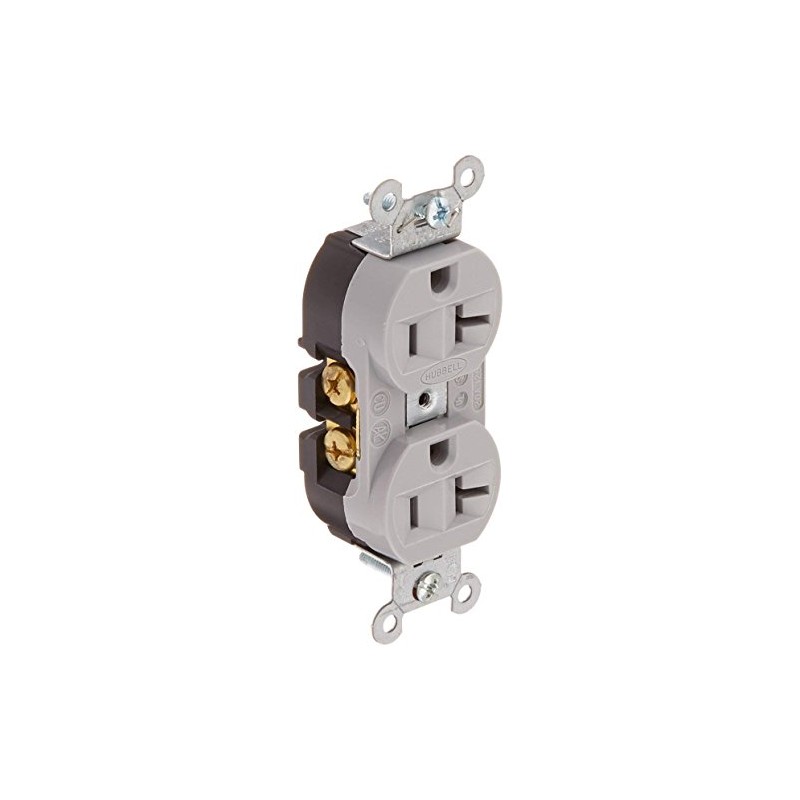 Hubbell 5362G Receptacle, Duplex Straight Blade, Hubbel-Pro, 20A, 125V, SM,
