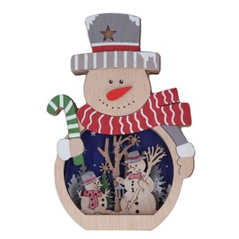 Luminous Christmas Ornament LED Light Emitting Wooden Christmas Decorations Ornaments Gifts for Hotel Window Display Snowman
