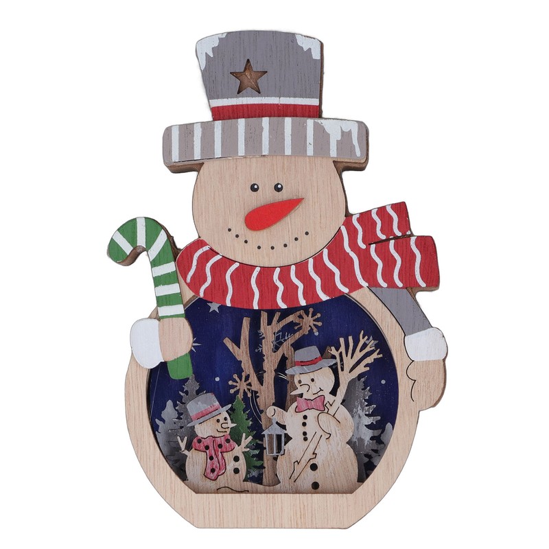Luminous Christmas Ornament LED Light Emitting Wooden Christmas Decorations Ornaments