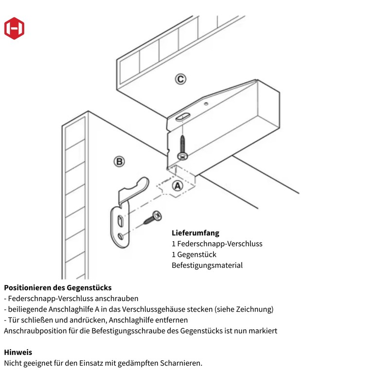 Gedotec Federschnapper AUTOMATIK Druckverschluß Tür Druckschnapper Toutch-Latch | Möbel-Schnäpper zum