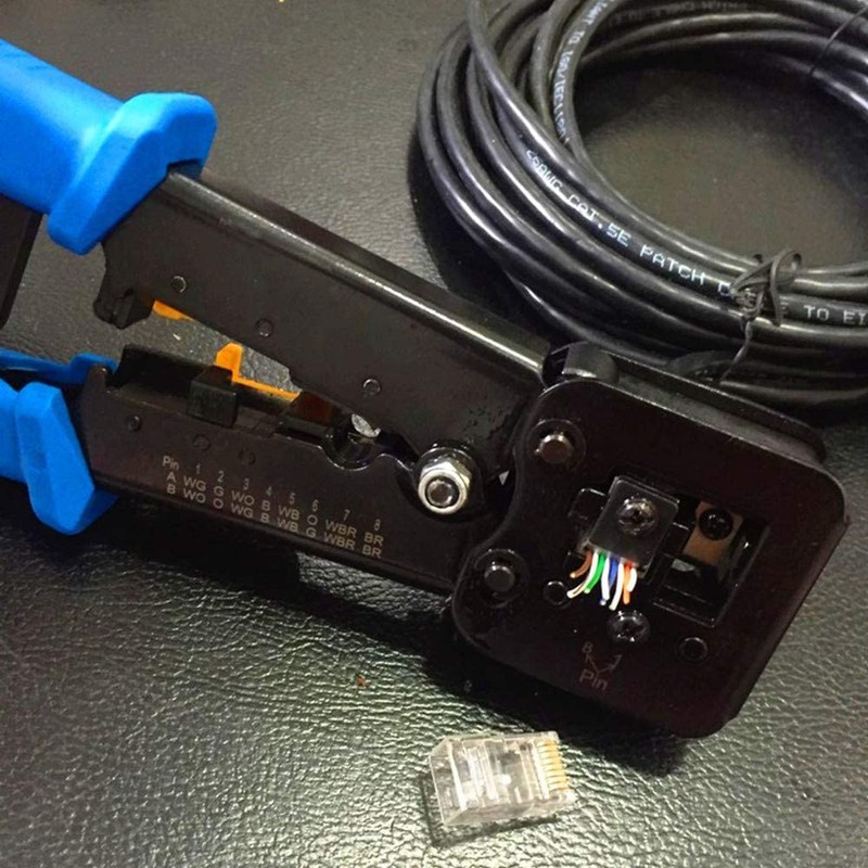 RJ45 Crimp Tool with Cat6 Pass through Shielded/transparent Connectors 20PCS