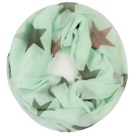 Glamexx24 SC20170401 Light Long / Loop Scarf with Stars Pattern, Rhinestone Tube Scarf in Various Colours -