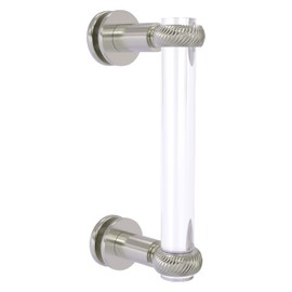 Allied Brass CV-407T-8SM-SN Clearview Collection 8 Inch Single Side Twisted Accents Shower Door Pull, Satin Nickel
