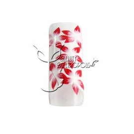 Red Floral Pre-designed Acrylic/UV Gel Artificial/False French Nail Tips (70 pcs.)