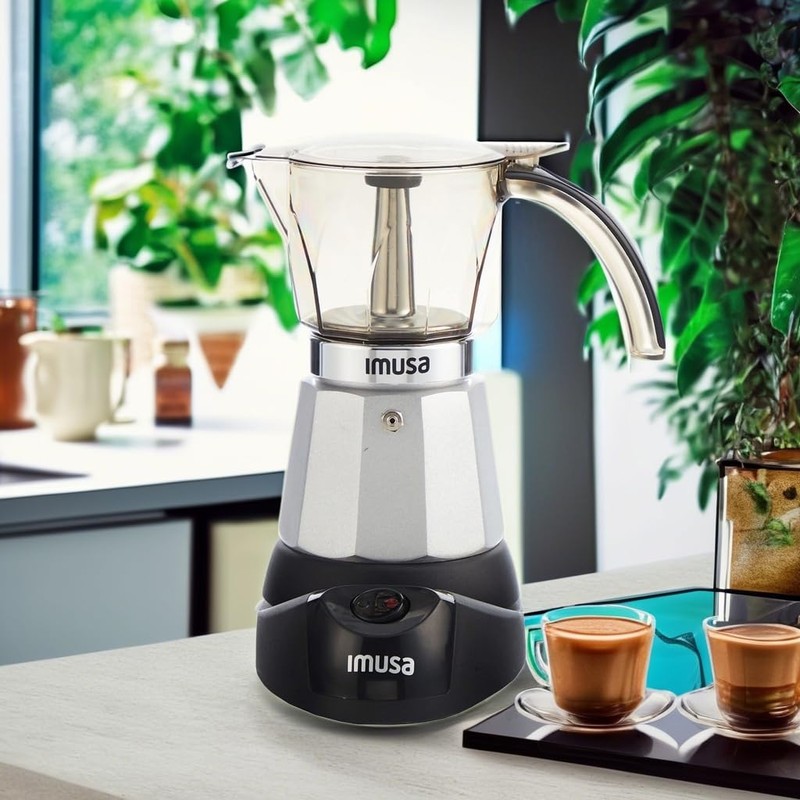 IMUSA 6 or 3cup Electric Espresso Maker, Silver