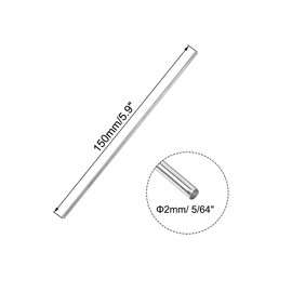 uxcell 2mm x 150mm 304 Stainless Steel Solid Round Rod for DIY Craft - 5pcs