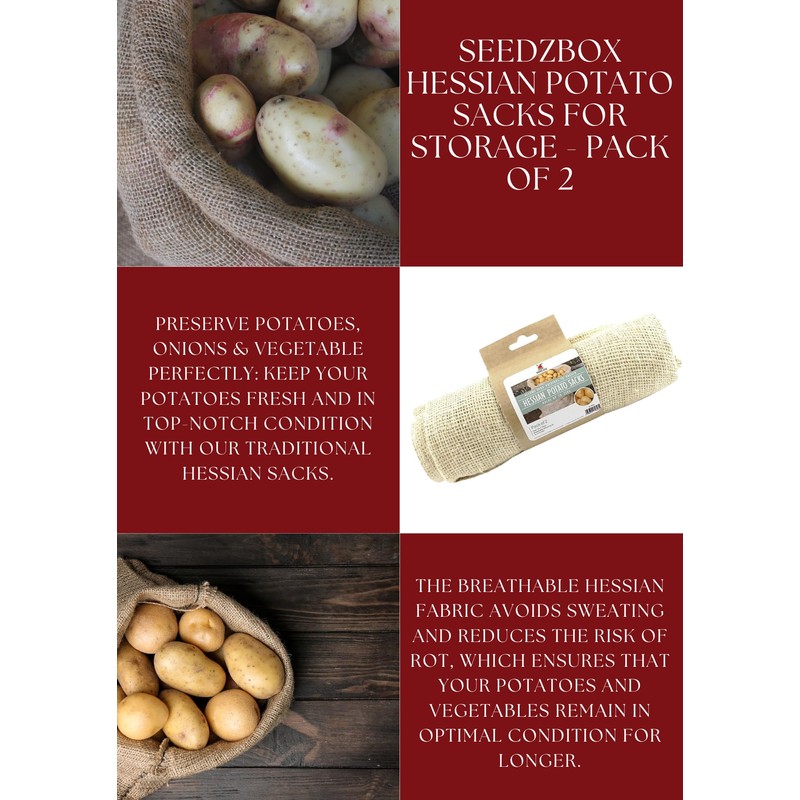 Seedzbox Hessian Potato Sacks For Storage Container - Pack of