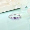 Inpasne Stackable Eternity Amethyst Ring for Women 925 Sterling Silver