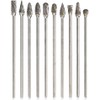 Yakamoz 10Pcs 1/8" Shank Long Double Cut Tungsten Carbide Burrs