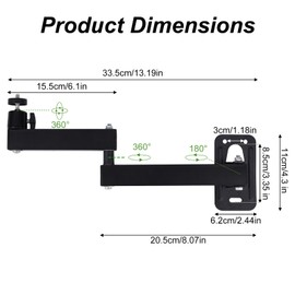 Projector Foldable Stand,Adjustable 180° Rotation Projector Stand Wall Mount Hanging Shelf Accessories Compatible with 1/4 inch Screw with Excellent Support Load-Bearing Capacity 4.4lbs