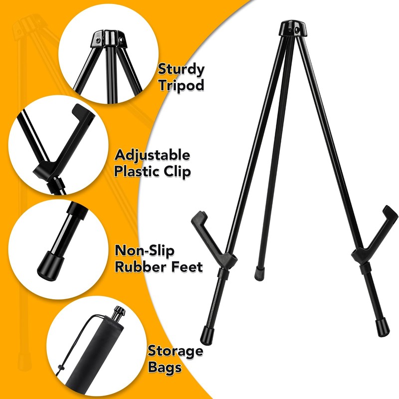 AROIC 3 Pack 14'' Tabletop Easels, Black Steel Table Top