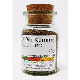 Organic Cumin, Whole 70 g, Glass Spice Kontor Munich