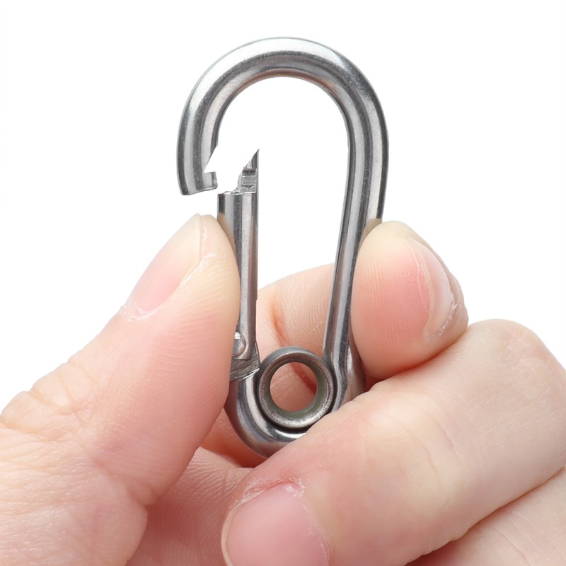10Pcs Snap Hook Stainless Steel Safety Rope Spring Carabiner Hanging