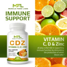 Muscle Food Labs Vitamina C 1000mg D3 Zinc 120 Cápsulas