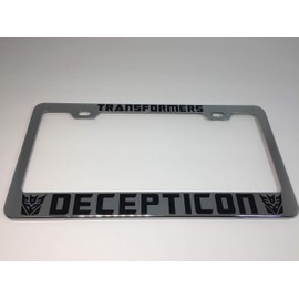 Transformer Decepticon Logos Aluminum Mirror Aluminum Metal License Plate Frames with Screw Caps, 6 x 12 inch
