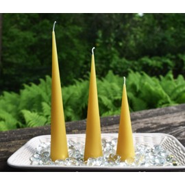 Pure Beeswax Candle Cone Set / 100% Natural Bees Wax Candles/Handmade in USA/Modern Designer Look/Honey Scent/Tabletop/Centerpiece (Small)