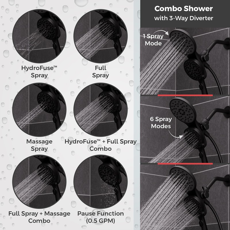 Pfister HydroFuse Shower Head and Handheld Combo, Hose Included, Magnetic