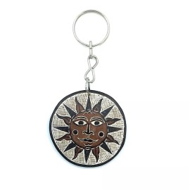 Celestial Sun Key Chain Tesoros New in package. Hand Carved from coconut shell.