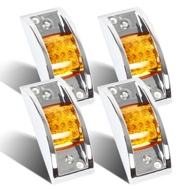 LiLoom 4 Pcs Trailer Side Marker Light, Chrome Armored 12 LED Rectangle Trailer Clearance Light for Truck, Trailers, Golf Cart (4 Amber)