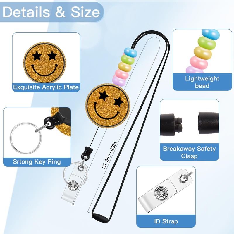 Teacher Lanyards for Id Badges Reel Retractable Keys Holder Cute