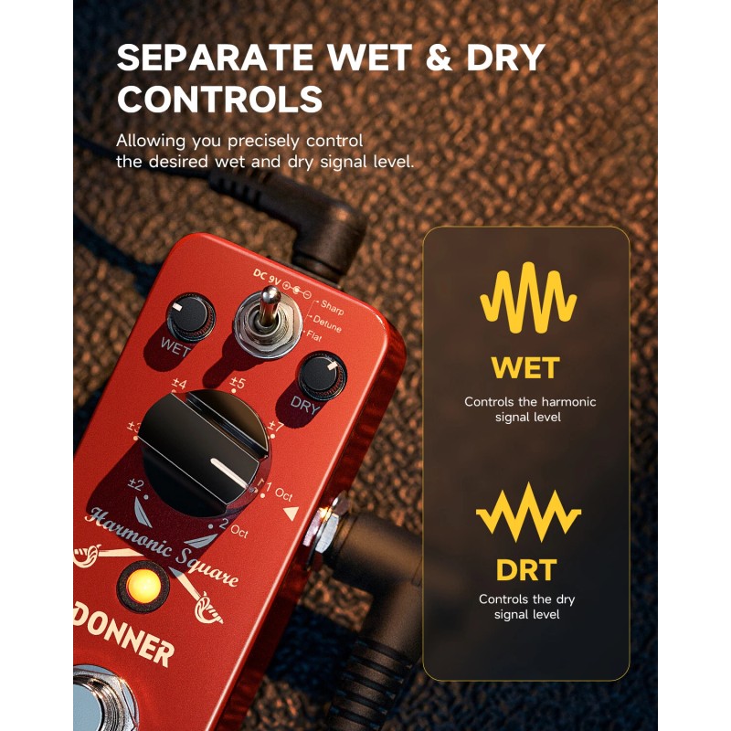 Donner Harmonic Square Octave Effects Pedal Pitch Shifter 7Shift Type