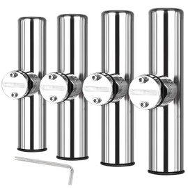 NovelBee 4pcs Stainless Steel Clamp on Fishing Rod Holders with Black Rubber Insert for Rails 7/8" to 1"