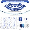 CANREVEL Blue and White Happy Birthday Decorations, Happy Birthday Banner,