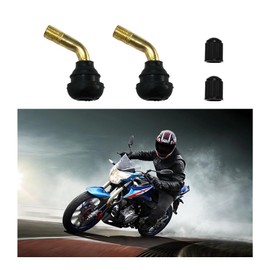 Ziciner 2 PCS PVR60 Valve Stem Bent 135 Degree Angled, Snap-in Tubeless Tire Valve Stem Brass Stems with Rubber Base, Universal Tire Rim Replacement for Motorcycle Scooter ATV