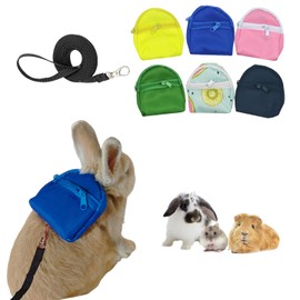 Yanmucy Rabbit Harness and Lead Set with Bag Adjustable Rabbit Lead Waterproof Ferret Harness for Small Animal Rats Bunny Walking (Blue)