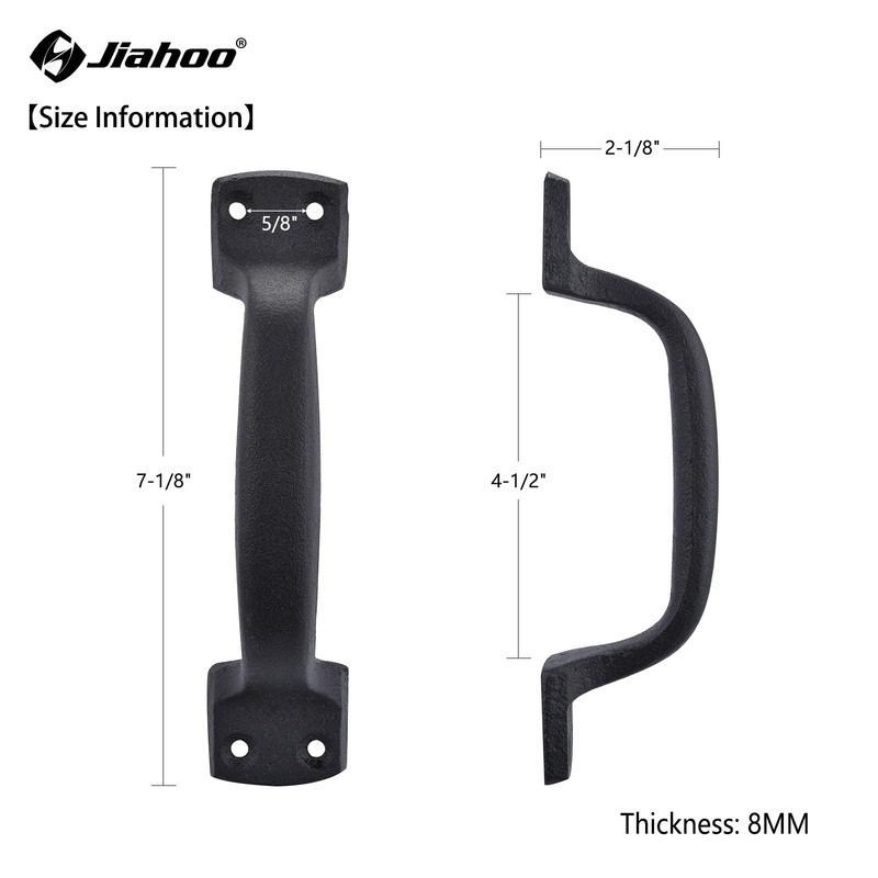 JIAHOO Rustic Barn Door Handles, Black Cast Iron Gate Handle,