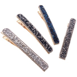 4 diamantes de imitación de cristal largo delgado pico pico de pato cocodrilo clip pin accesorios para el cabello mujeres niñas