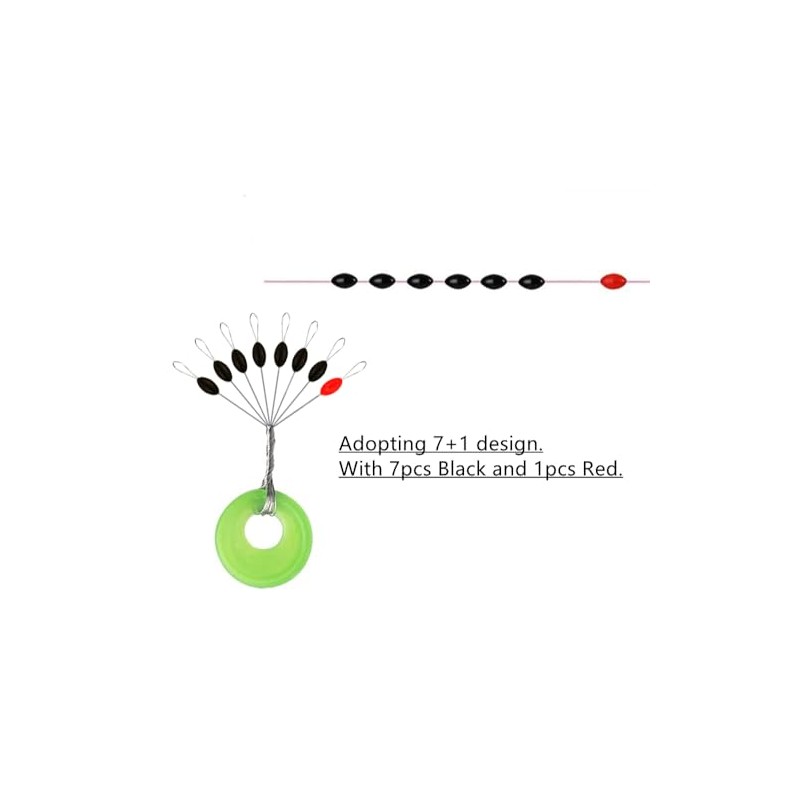 Milepetus 200Pcs Fishing Bobber Stopper,7 in 1 Soft Silicone Transparent