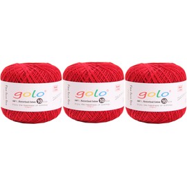 Golo - Hilo de ganchillo de 3 bolas, tamaño 10, para tejer a mano, 136