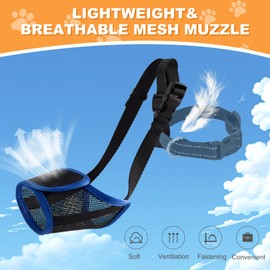 YINGPHIA Dog Mouth, Soft Mesh Mouth for Small, Medium and Large Dogs, Anti-biting Barking Chewing, Breathable Drinking Adjustable Cleaning, For German Shepherd Husky Labrador Retriever (Blue) (Medium)