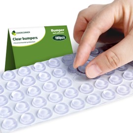 COVERCORNER Super High Viscosity Cabinet Door Bumpers -180 pcs 1/2”Diameter Clear Adhesive Pads Glass Hardware Bumpers for Drawers, Glass Tops, Small Furniture(180pcs)