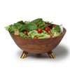 11.8 inch Acacia wood bowl with three Brass legs |