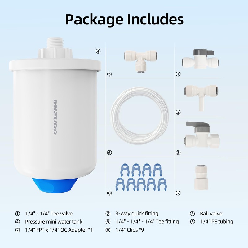 MIZUDO Mini Water Tank RO Pressure Tank for Non-Electronic Faucet